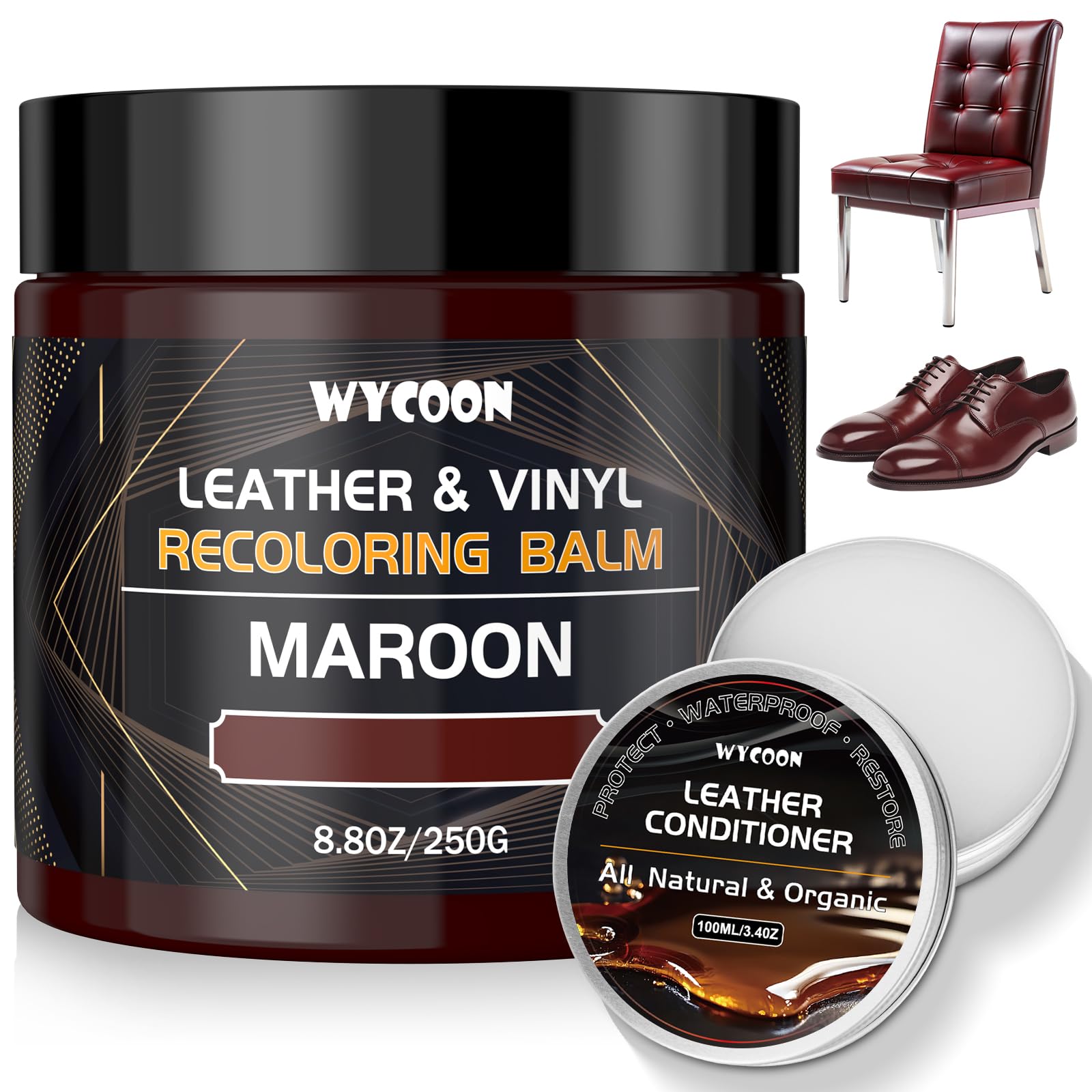 WYCOON 250g Leder Reparatur Set Hellgrau, Lederpflege & Lederfarbe für Ledersofas, Autositze, Möbel, Schuhe - Effektive Reparatur von Verblassten und Zerkratzten Ledern