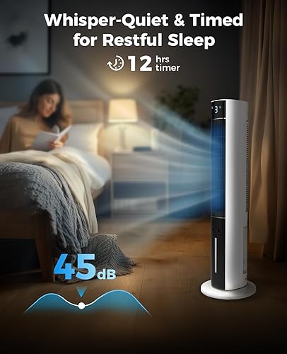 Miniatura 4 de Enfriador de aire evaporativo enfriador de pantano de 38 pulgadas, ventiladores de enfriamiento que soplan aire frío para dormitorio, ventilador de