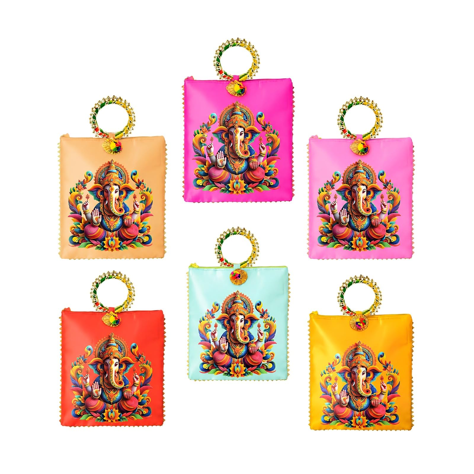 Betterminds Ganesh Potli Bag, Multicolour, Return Gifts, with Ring Handle and Tassel-image-20