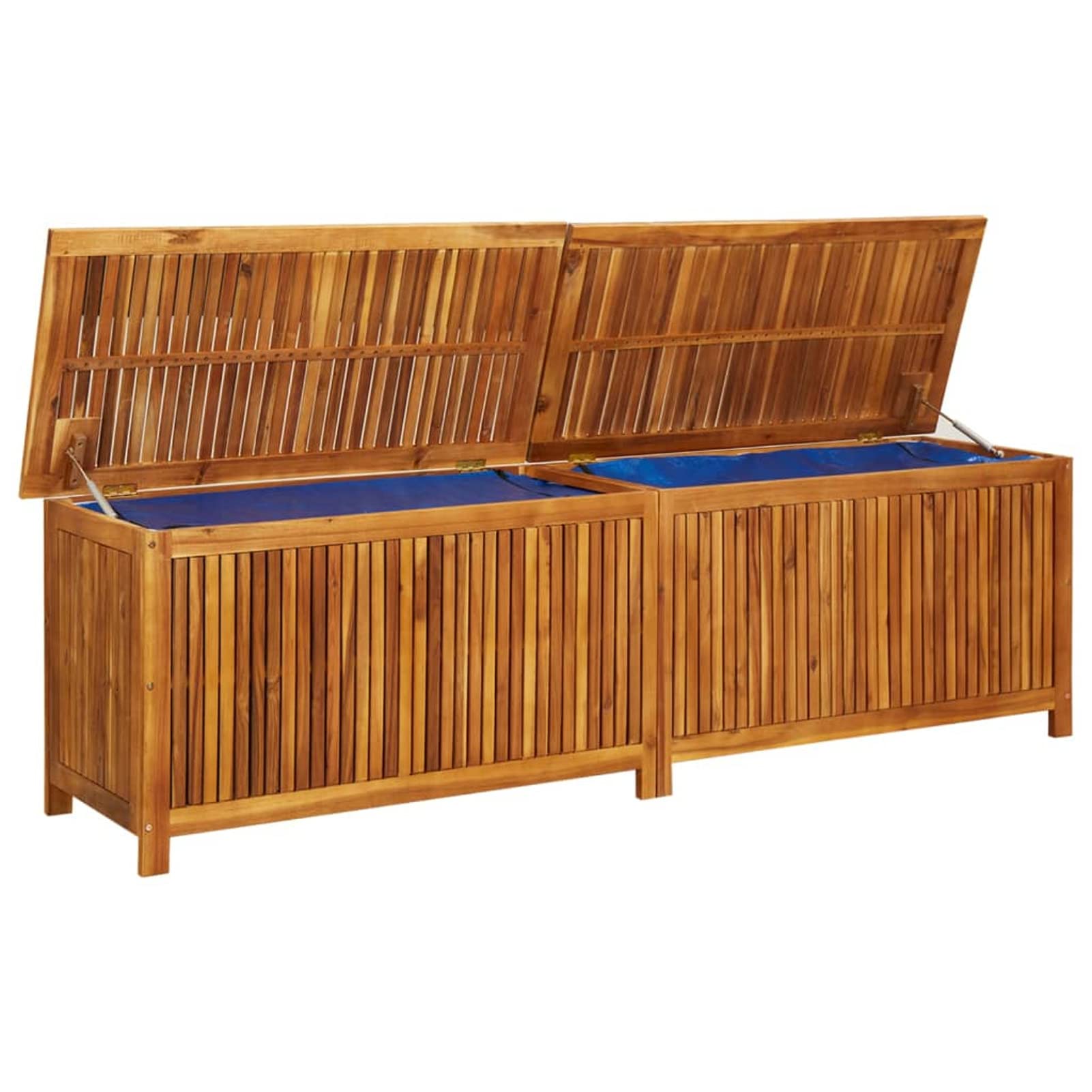 Gecheer Scatola portaoggetti da giardino in legno di acacia massiccio, 200 x 50 x 58 cm (larghezza x profondità x altezza), con 2 molle a gas