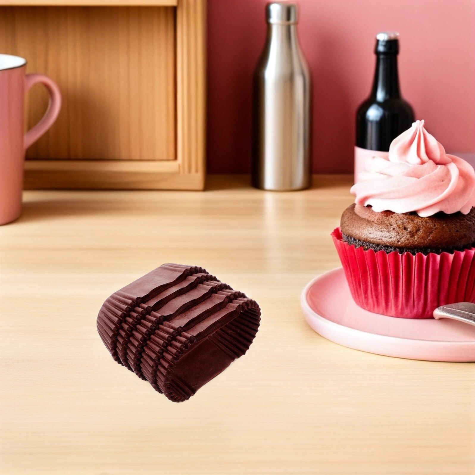 Moldes Ovalados para Hornear 1000 Unidades Papel Antiadherente Color Café Tamaño Mediano 9 CM Ideales para Cupcakes Pasteles y Repostería Casera Fiestas y Celebraciones