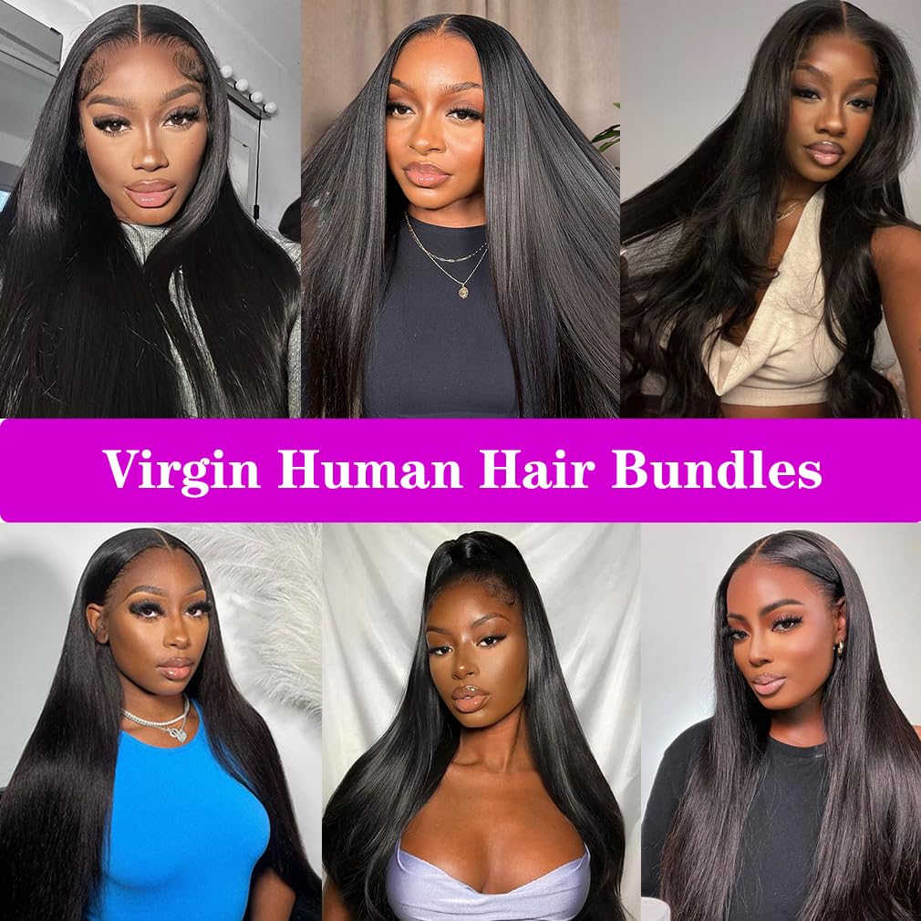 Brazilian Virgin Hair Straight Human Hair One Bundle 28 Inch 100% Unprocessed Virgin Straight Human Hair Bundle Extension Weave Natural Black Can be Dyed and Bleached