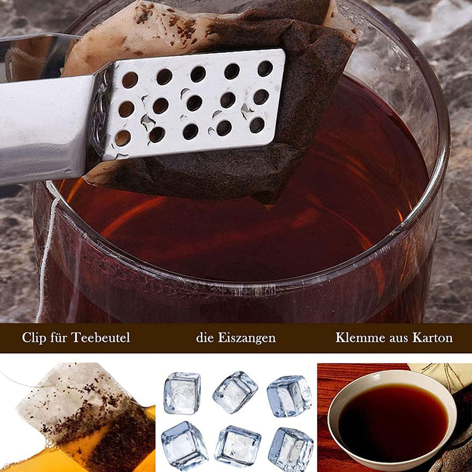 KOMUNJ Pack of 5 Stainless Steel Tea Bag Tongs, Heat Resistant Tea Bag Tongs, Stainless Steel Anti-scald, Heat Resistant - Image 3