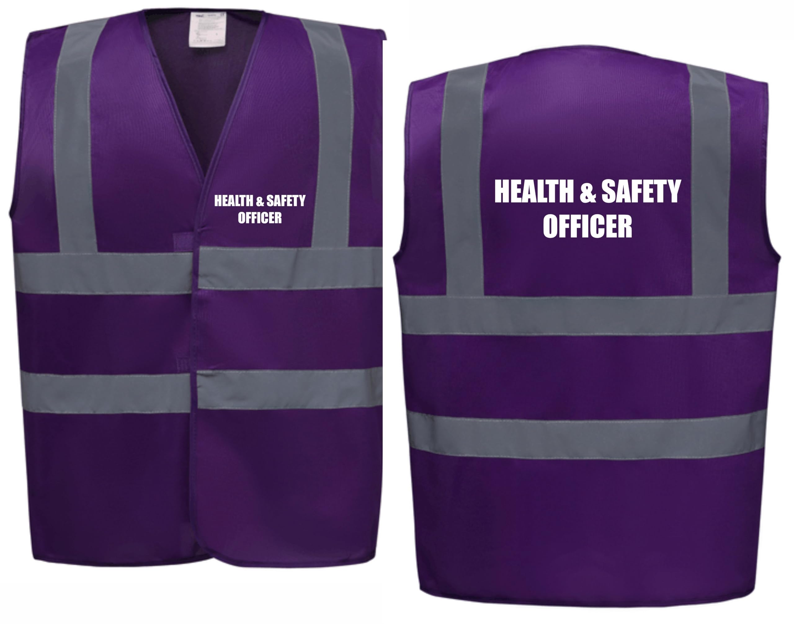 Brook Hi Vis Premium Safety Vest - HEALTH & SAFETY OFFICER Printed Front & Back, Event Management High Viz Waistcoat, Available in 14 Colours, Festivals (Purple, 2XL)