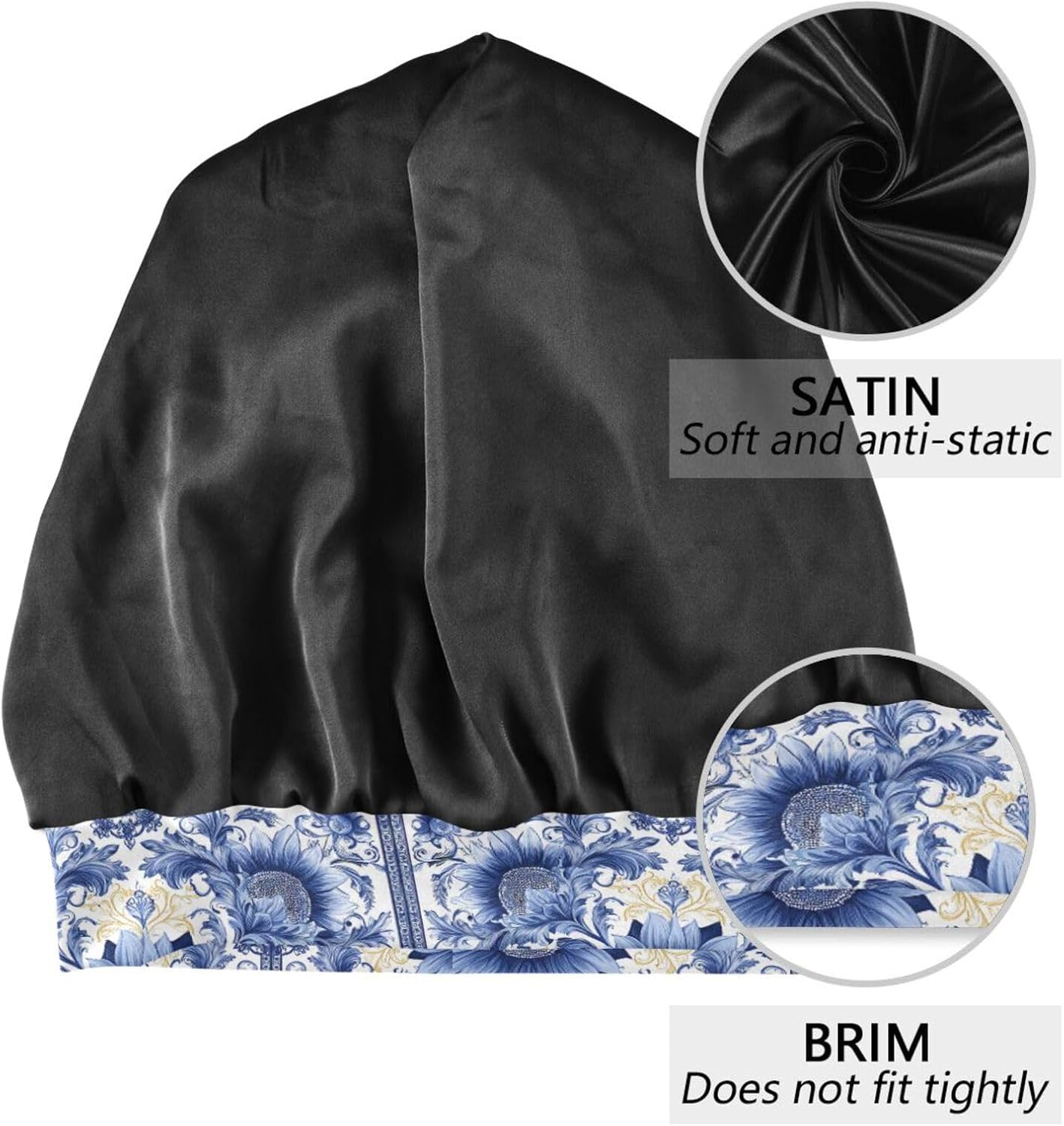 Bonnet for Sleeping Satin Hair Sleep Cap Wrap Night Hat Nurse Head Cap Curly Hair Protection Slouchy Beanie Women Men image 3