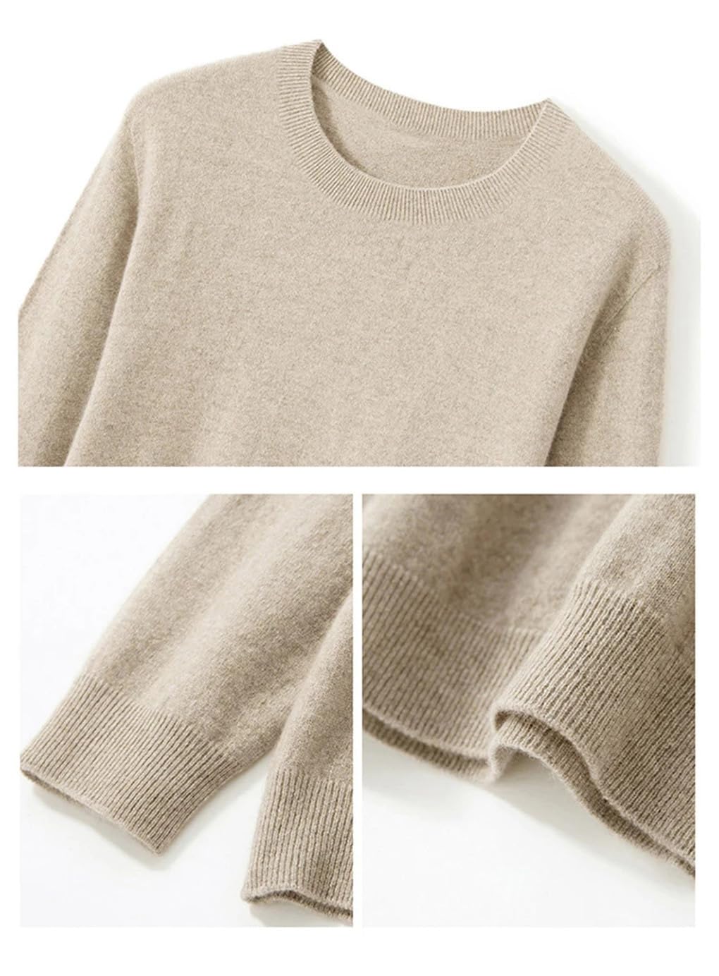Hamthuit Maglione Maglione Allentato Pullover Tinta Unita Girocollo Casual da Uomo in Lana Autunno/Inverno