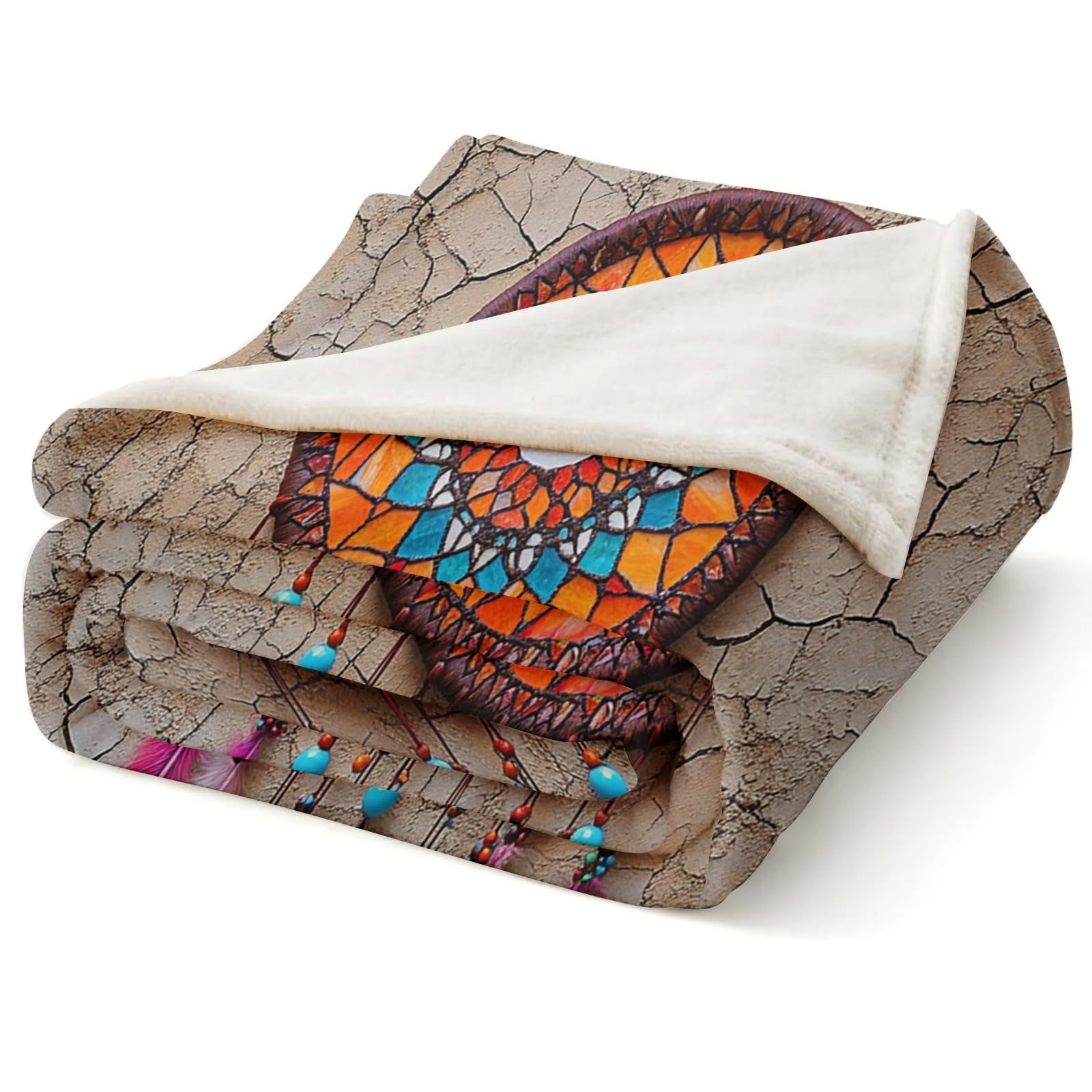 Kuscheldecke 220 x 240 cm Vintage-Traumfänger Flanelldecke Mikrofaser Wohndecke Sofadecke Weiche Decke 3D Digitaldruck für Kinder Erwachsene