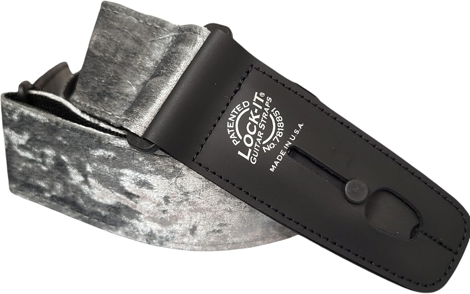 Lock-It Straps Crushed Velvet Guitar Strap - Silver