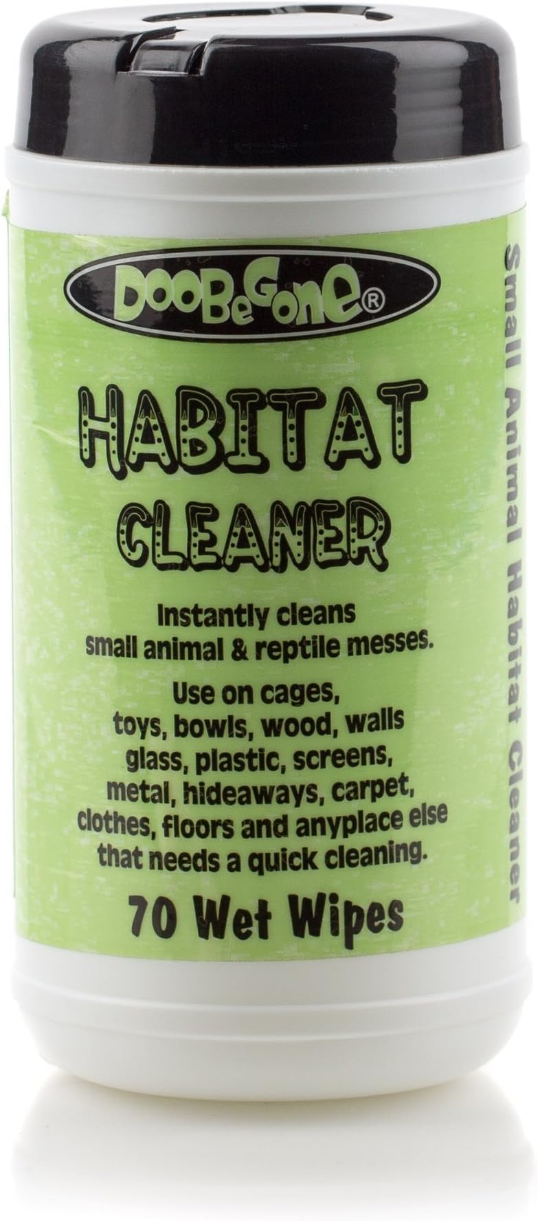 Habitat Cleaner by DooBeGone - Small Animal Cage and Accessories Cleaner For Pet Guinea Pig, Hamster, Rabbit or Reptile - Stain Remover and Odor Eliminator Wet Wipes, 70 Count