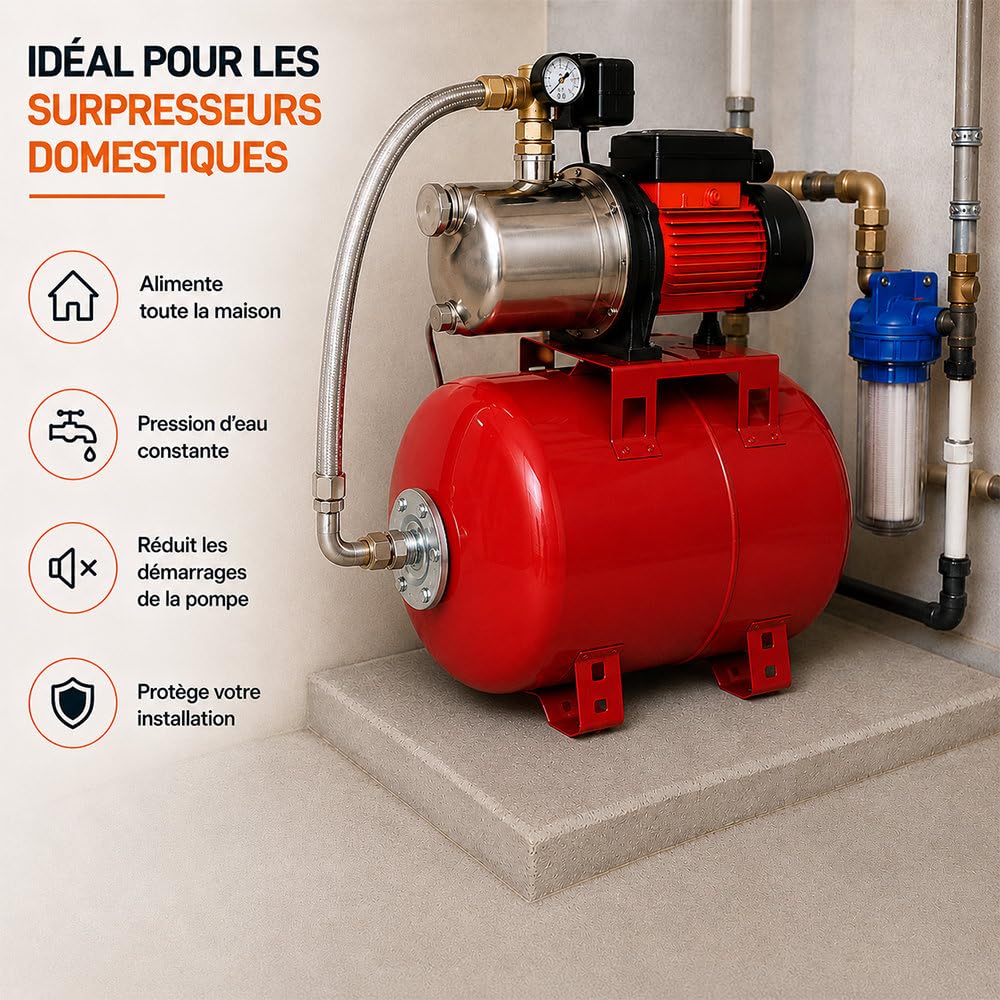 Réservoir Pression à vessie Horizontal - 100 litres