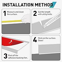 Vista 8 de Moldura de Zócalo, 4 Pulgadas (Ancho) x 40 Pies (Largo) Despegar y Pegar Moldura de Zócalo Flexible, Base de Zócalo de Vinilo Autoadhesivo, Zócalos