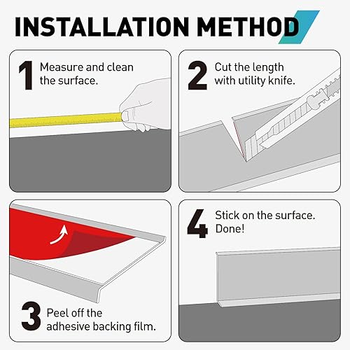 Miniatura 8 de Moldura de zócalo, 4 pulgadas de ancho x 20 pies de largo, borde flexible de moldeo para placa base de vinilo autoadhesiva, base de base para