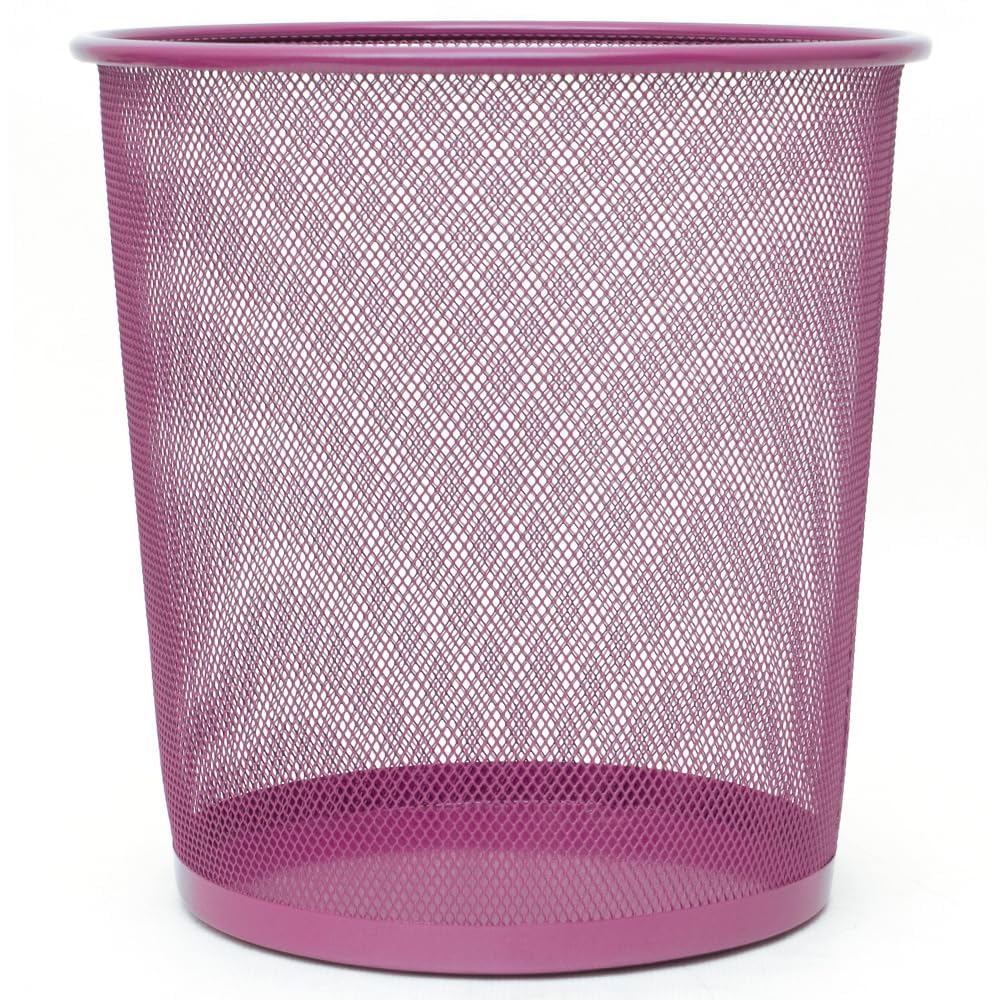 CABLEPELADO Papelera Malla Metalica, Cesto basura redondo metálico, Papelera Reciclaje, Cubo de Basura, Papelera Escritorio, Papelera Baño, 27 cm alto x 23.5 cm diámetro, 12 Litros, Rosa