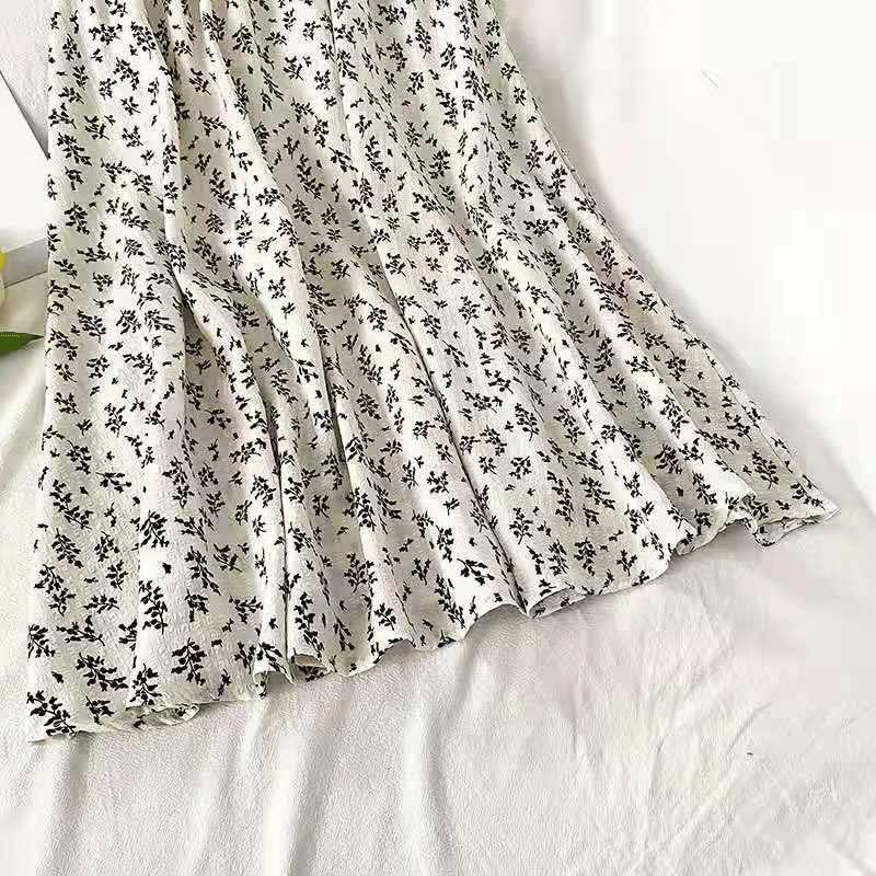 JJZXD レトロフラワースカートレディースハイウエストAラインミッドカーフカジュアルスカートファッションゆったり春夏女性 (Col