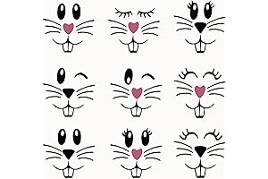 Decorate Your Own Easter Basket with 18 Pcs Easter Bunny Face Vinyl Decals