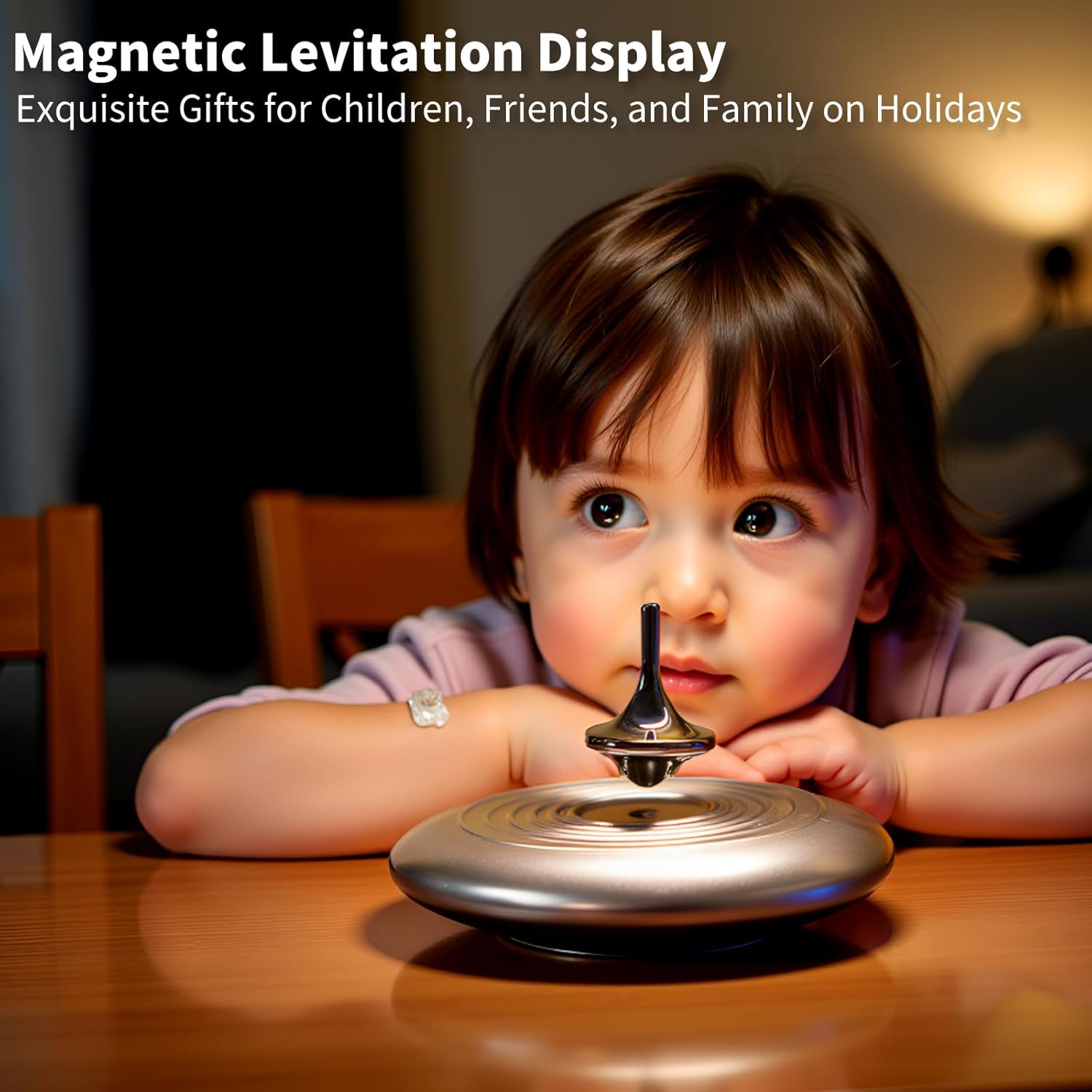 Levitating Display Decor, Magnetic Levitation 360° Floating Rotating with Black Hole Ripple Pattern & Stable Levitation Stress Relief Desk Decor for Home Office Party