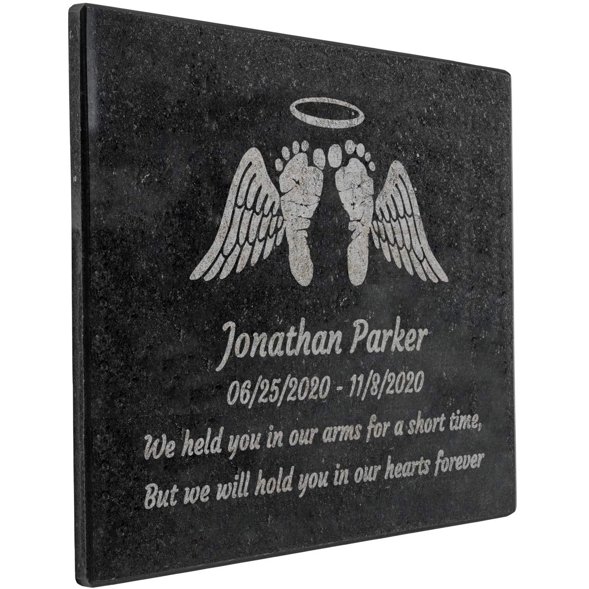 PlaqueMaker Black Granite Memorial Headstone Or Garden Memorial for Lost Infant or Child - Include You Personalized Text. Can be Used as a Sympathy