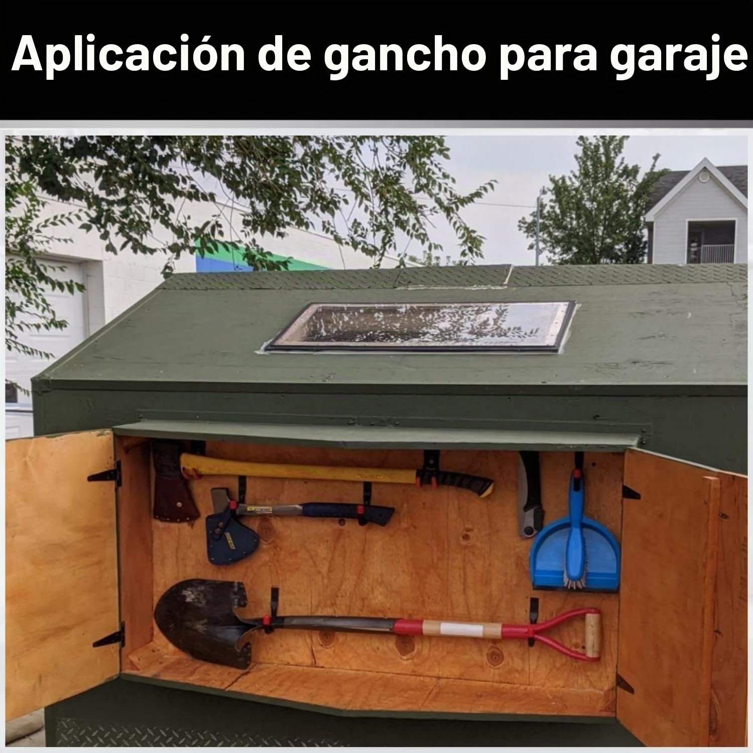 Ganchos de garaje, paquete de 6 ganchos de almacenamiento resistentes, ganchos de herramientas de jardín de 10,5 cm, ganchos de fijación para montaje en pared