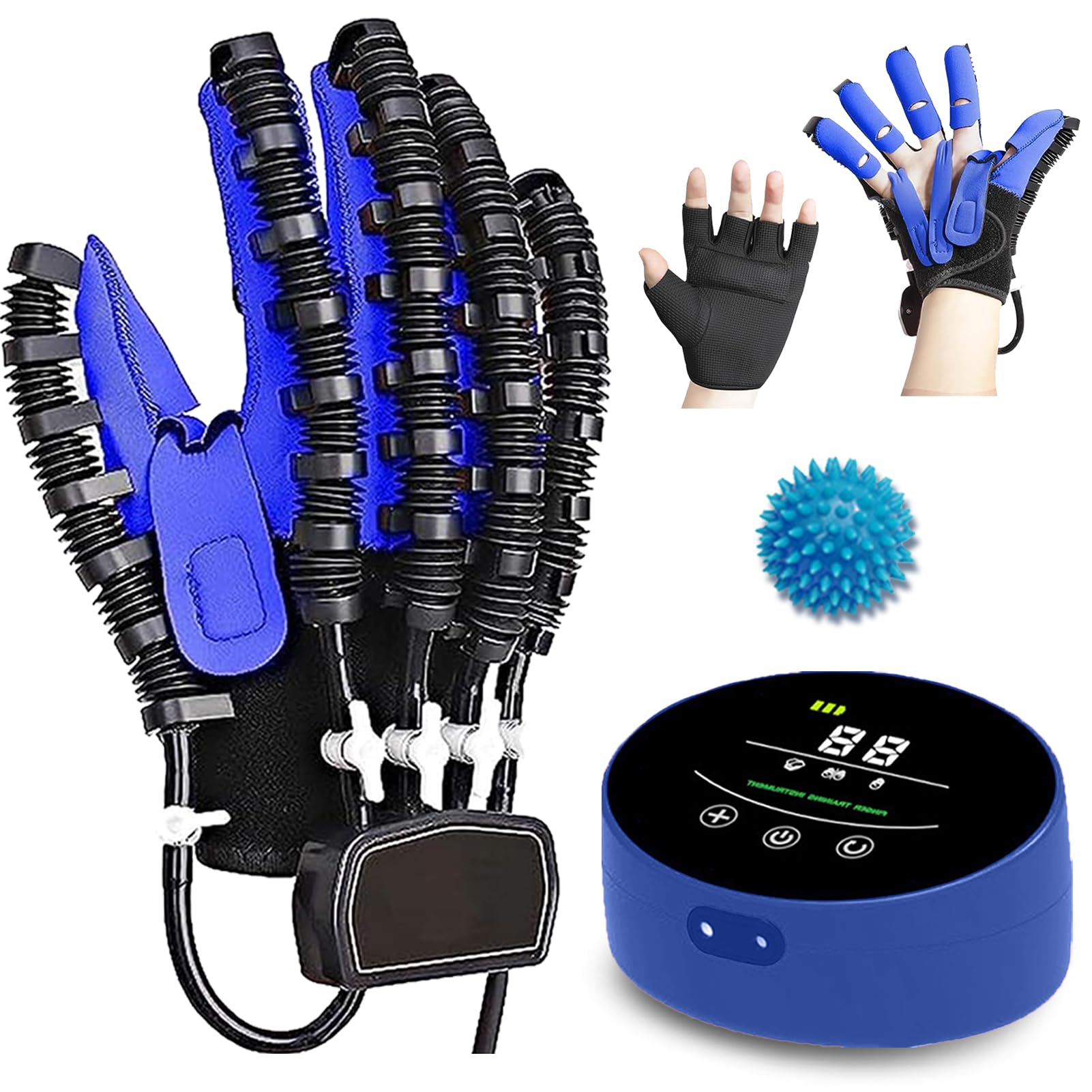 Emiplegia Guanti Robot per Riabilitazione Dispositivo di Riabilitazione della Mano per la Fisioterapia Dell'ictus Artrite Pazienti(Size:Right XL,Color:Blu)