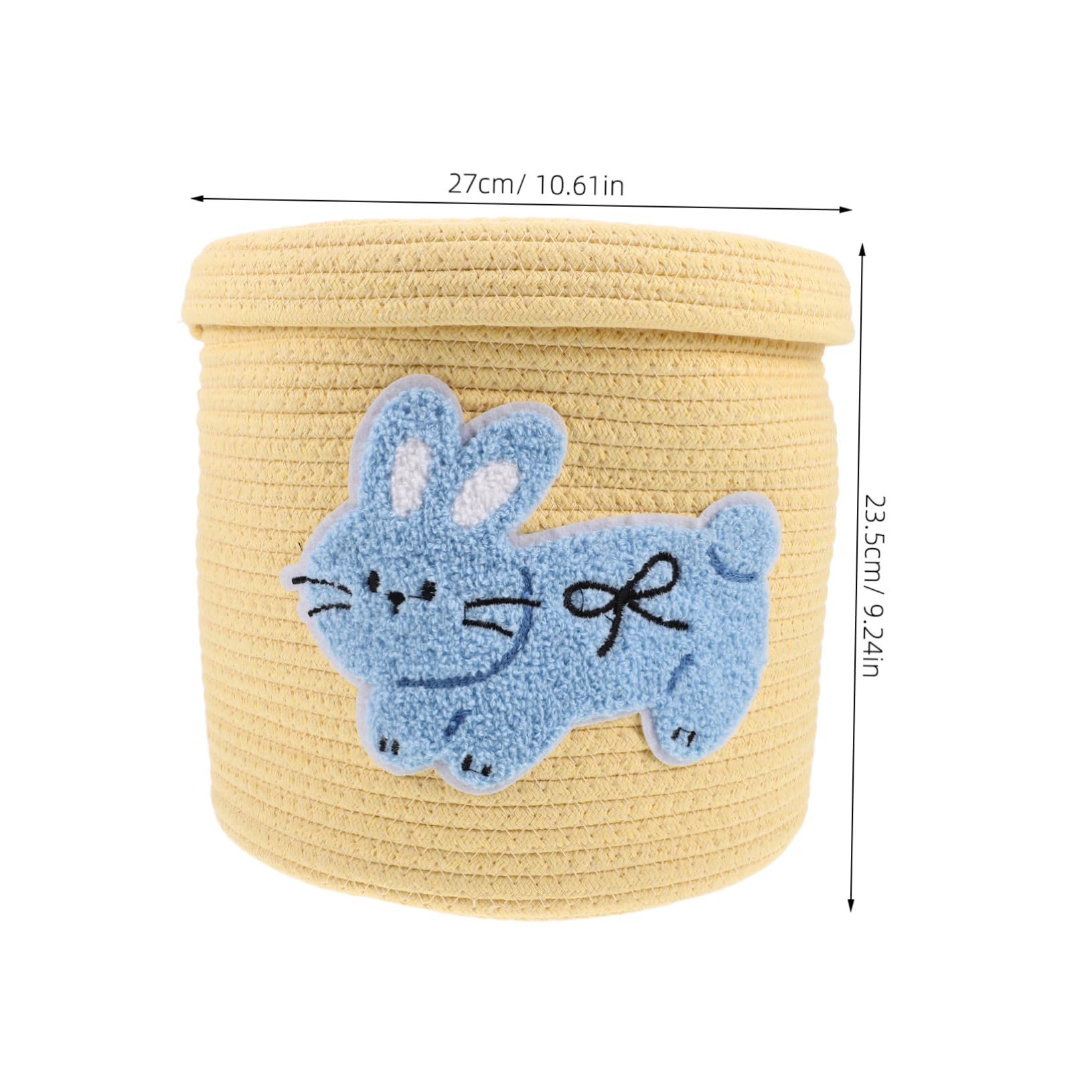 Cabilock Woven Cotton Rope Storage Basket Mit Deckel Handgefertigte Aufbewahrung Für Snacks Und Wohnaccessoires Vielseitiger Organizer Für Schreibtisch Und Hase