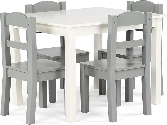 Humble Crew Ensemble Table Carrée et 4 Chaises en Bois Massif