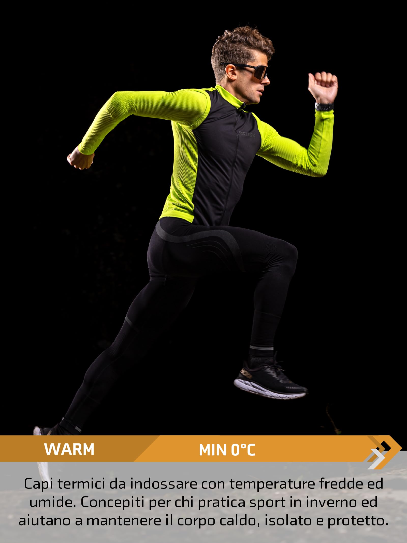BIOTEX Panta -5 Kompression Run a Compressione Graduata da Uomo, Pantaloni Termici Ideali per Running e Walking, Intimo Tecnico Sportivo