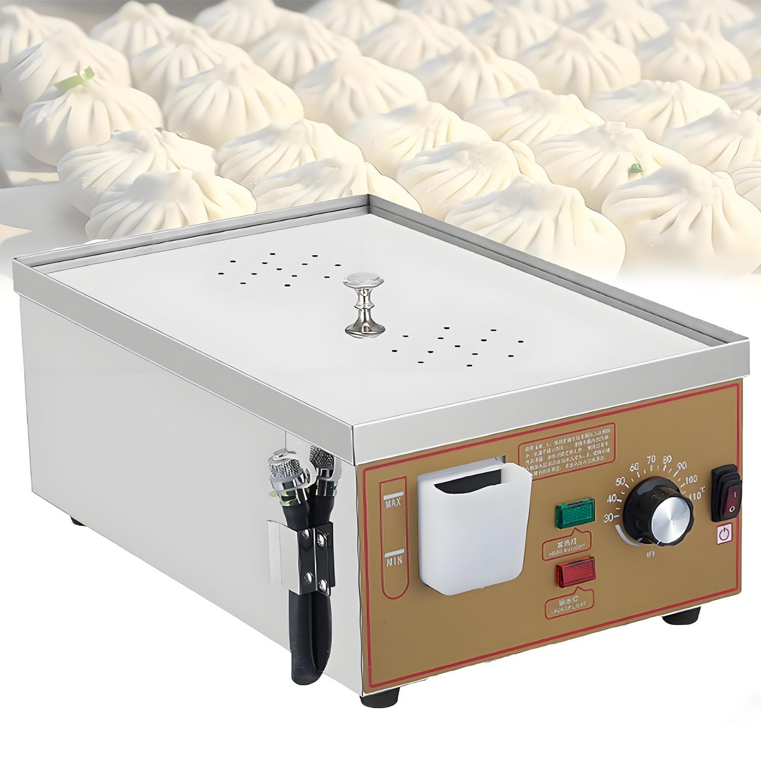 Vaporera eléctrica de 2, 4 y 6 Orificios para Bollos, vaporera eléctrica Comercial, Temperatura de 30 a 110 °C, Suministro de Agua Independiente, para Bollos, albóndigas y más 2holes-110V