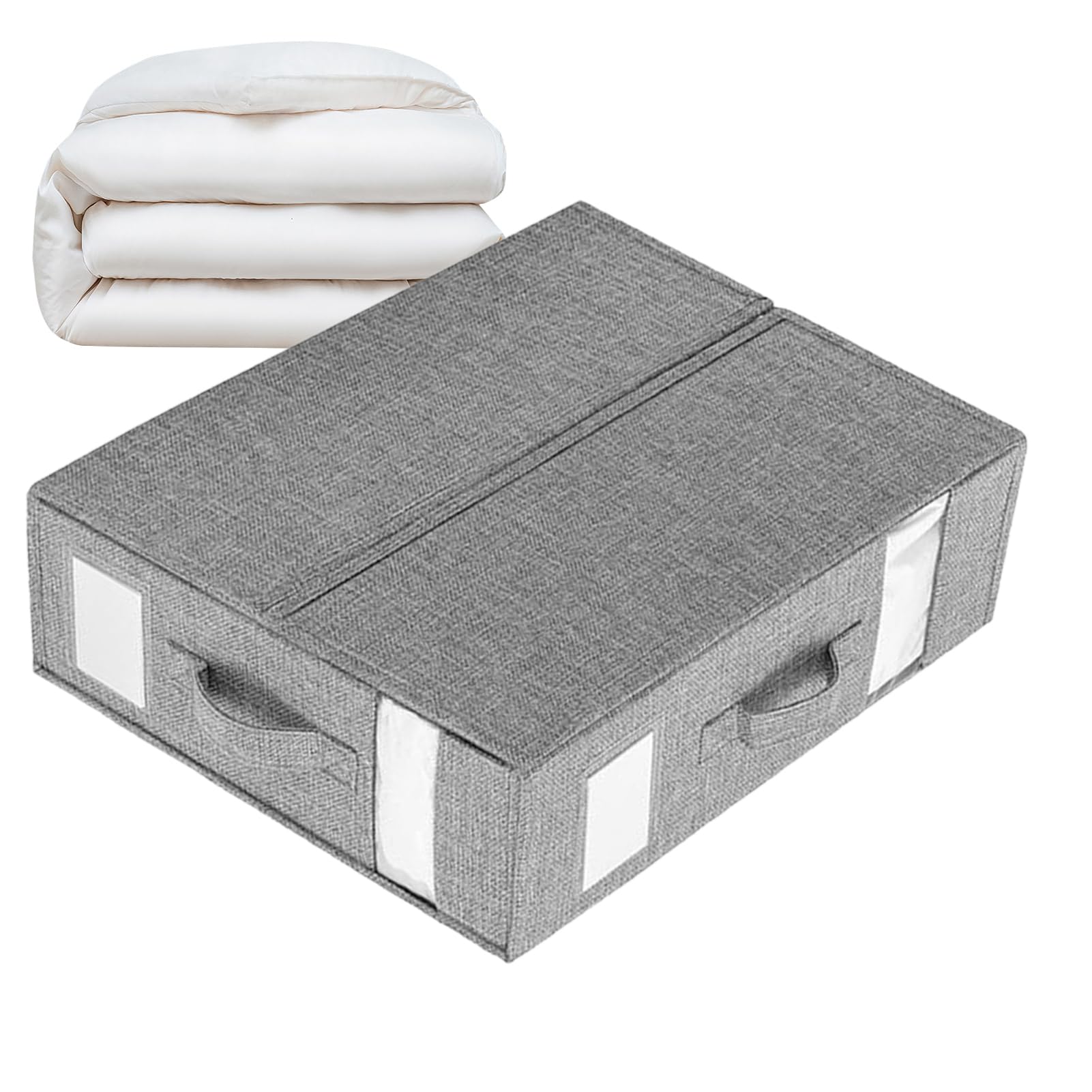 Confezione Da 6 Organizer Per Lenzuola Pieghevoli Con Cerniera, Finestra E Maniglia, Grigio, 38x32x11,5 Cm