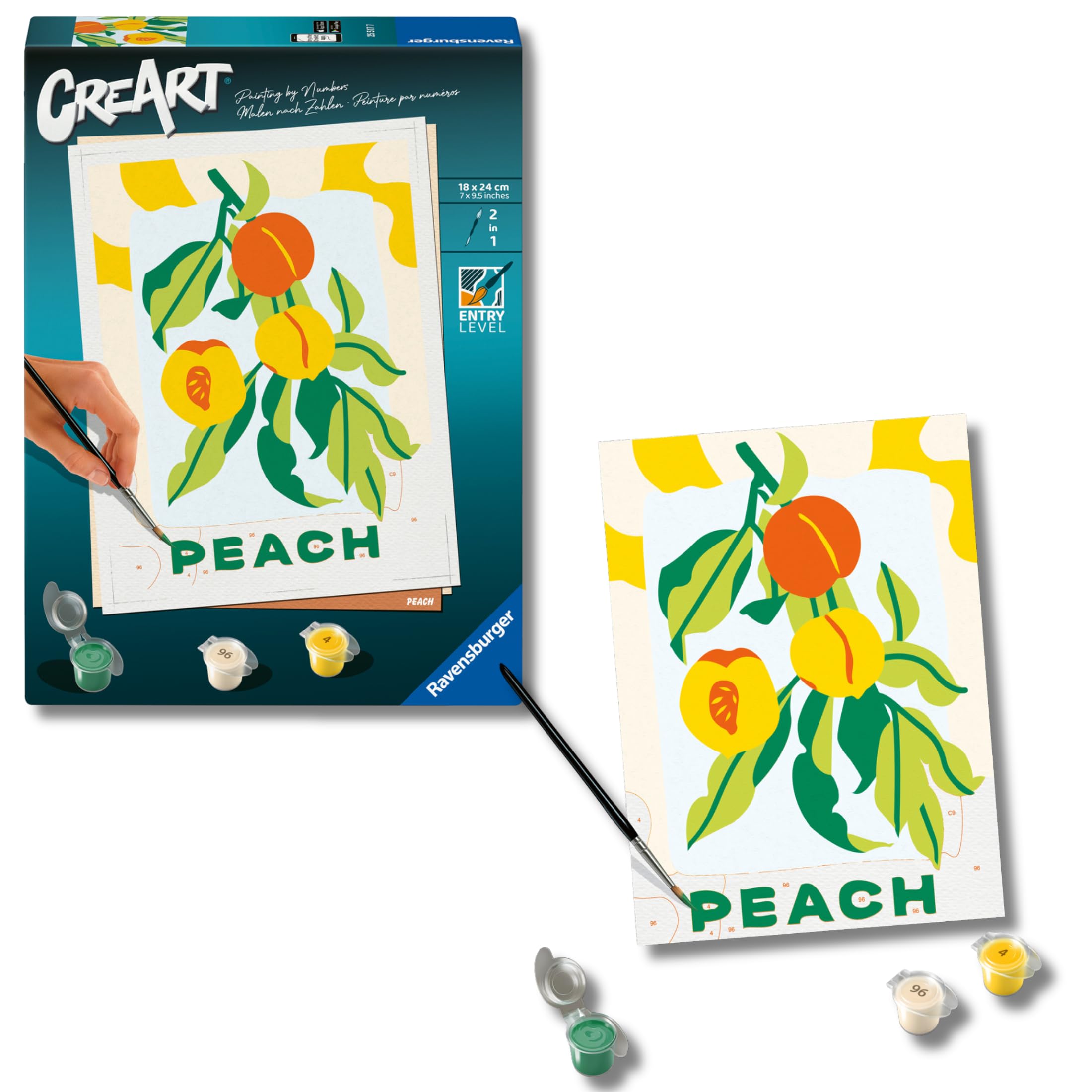 Ravensburger - Creart Serie Adulti Trend D: Peach Poster | Dipingere Con I Numeri Adulti | Kit Pittura | Quadro Da Dipingere Con Numeri Include Vernice E Tela