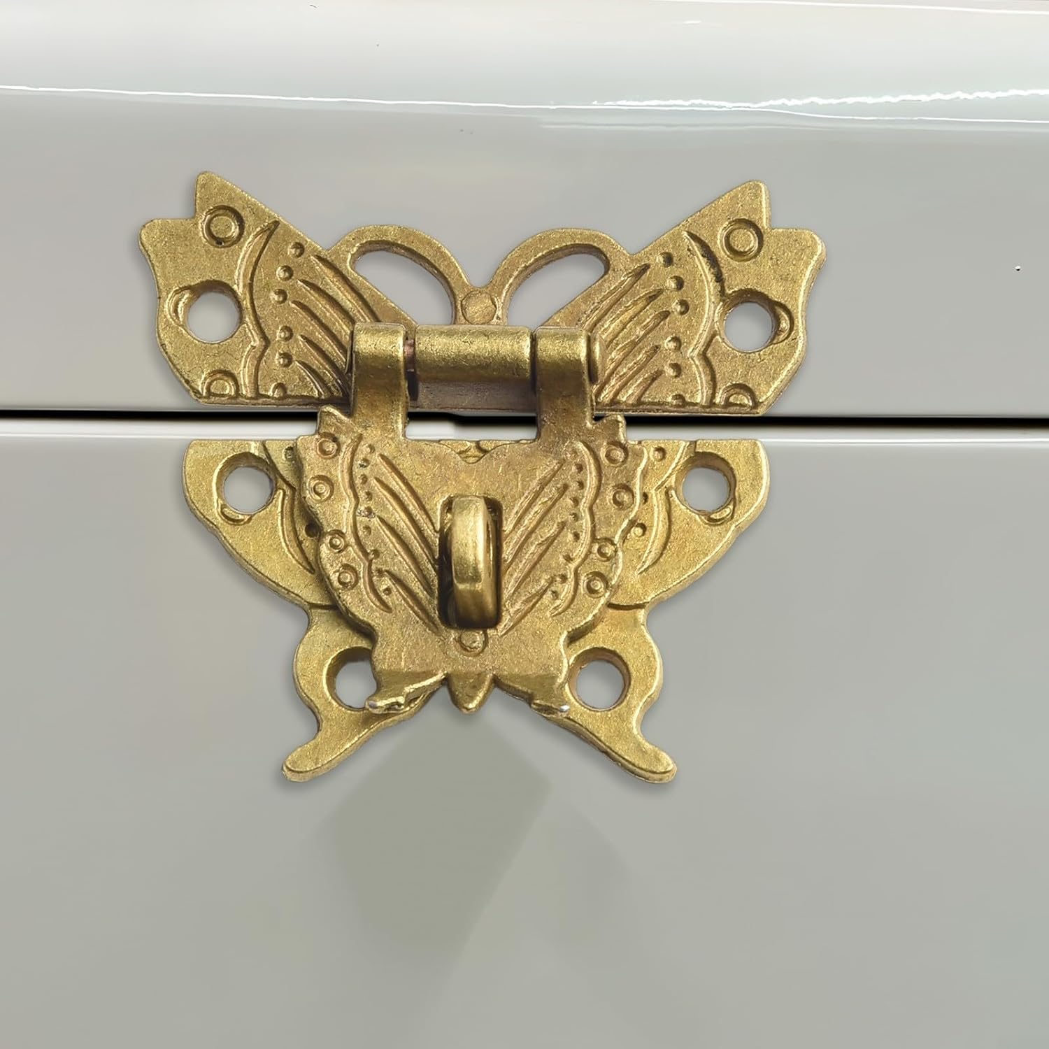 Butterfly Shaped Antique Bronze Hasp Latch Lock with Screws for Wooden Jewelry Boxes and Vintage Storage Boxes Zinc Alloy (Green bronze)