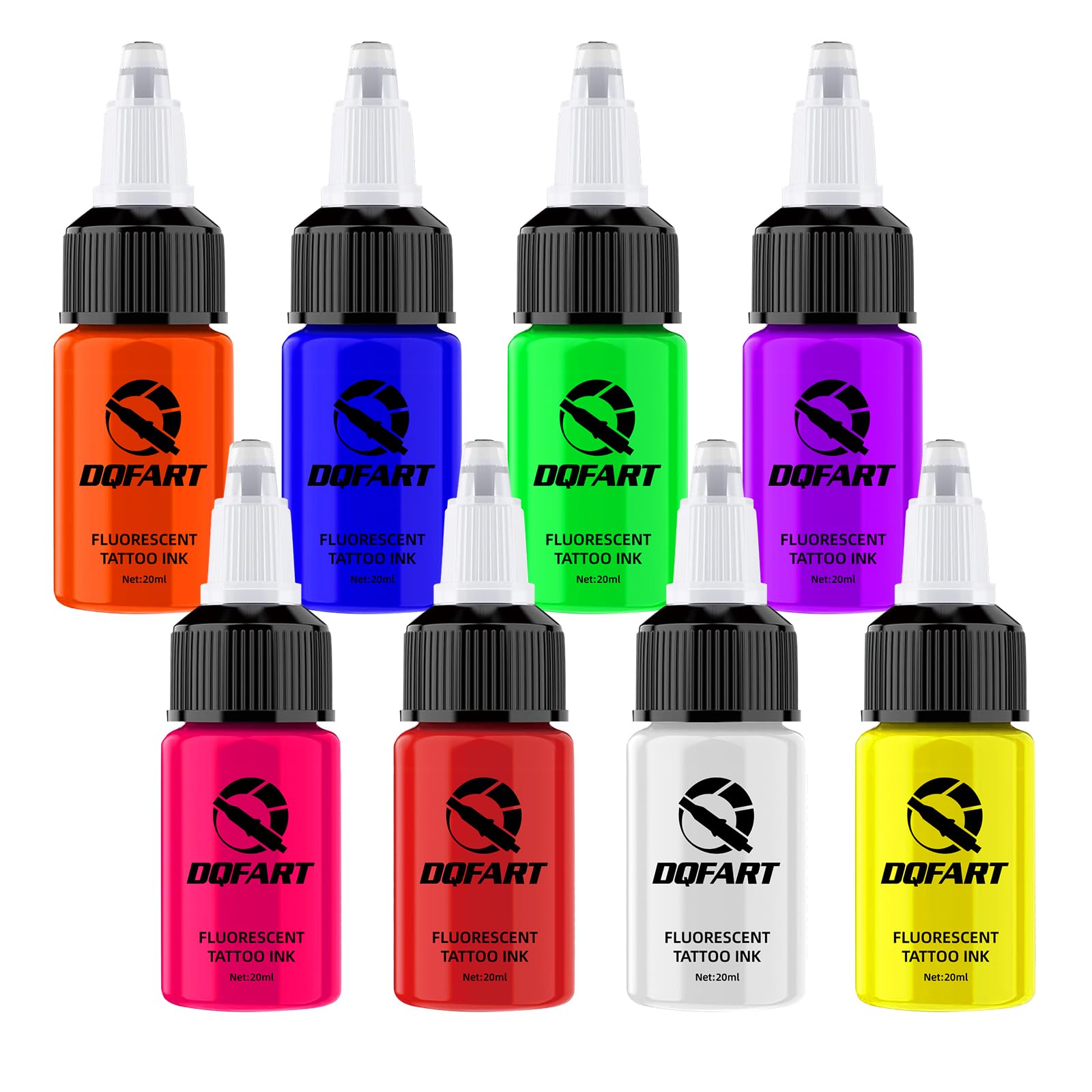 Tattoo Fluorescent Ink 0.65 oz (20ML) 8 Color UV Tattoo Ink TI-002