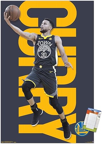 Miniatura 1 de Trends International NBA Golden State Warriors - Póster de pared de Stephen Curry 18, 14.725 x 22.375 pulgadas, paquete de póster y montaje prémium