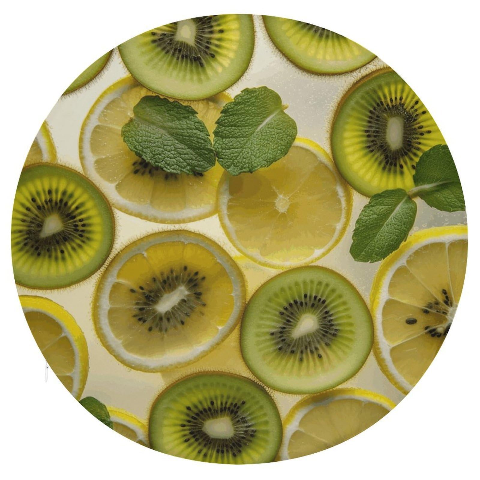 Adfgyerh Style Sliced Lemon And Kiwi In Drink Cushion Memory Foam Pillow Core，Seat Cushion Detachable Design，Chair Cushions Suitable For All Seasons, And Can Be Used In Offices, Dining Rooms, Homes, And Other Setti