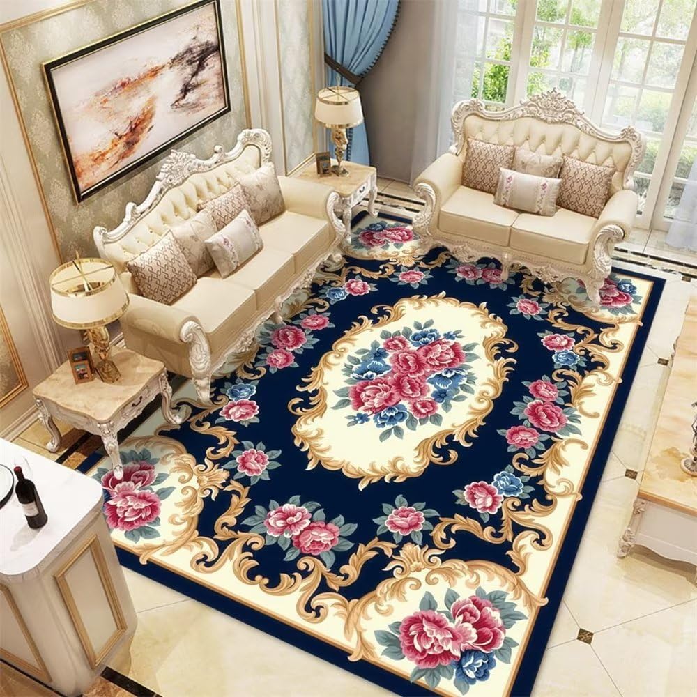 Tapis long géométrique résistant aux acariens pour grand salon