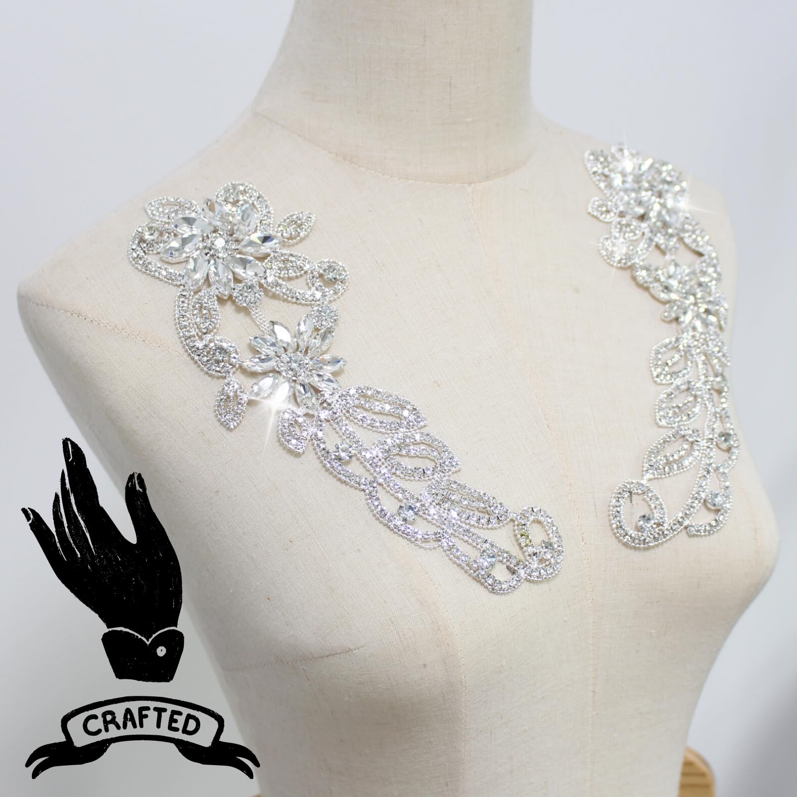 PEARLY JUN Rhinestone Applique Crystal Applique Hand Sewing - Image 4