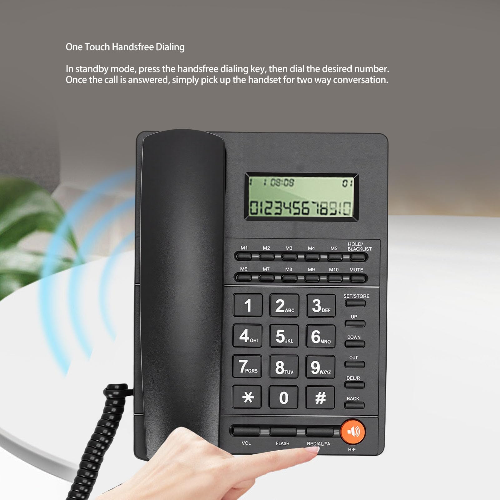 SENECESLI Telefono fisso cablato con segreteria telefonica digitale con riconoscimento chiamante, suoneria di chiamata regolabile tramite tasti grandi, nessuna alimentazione necessaria per le