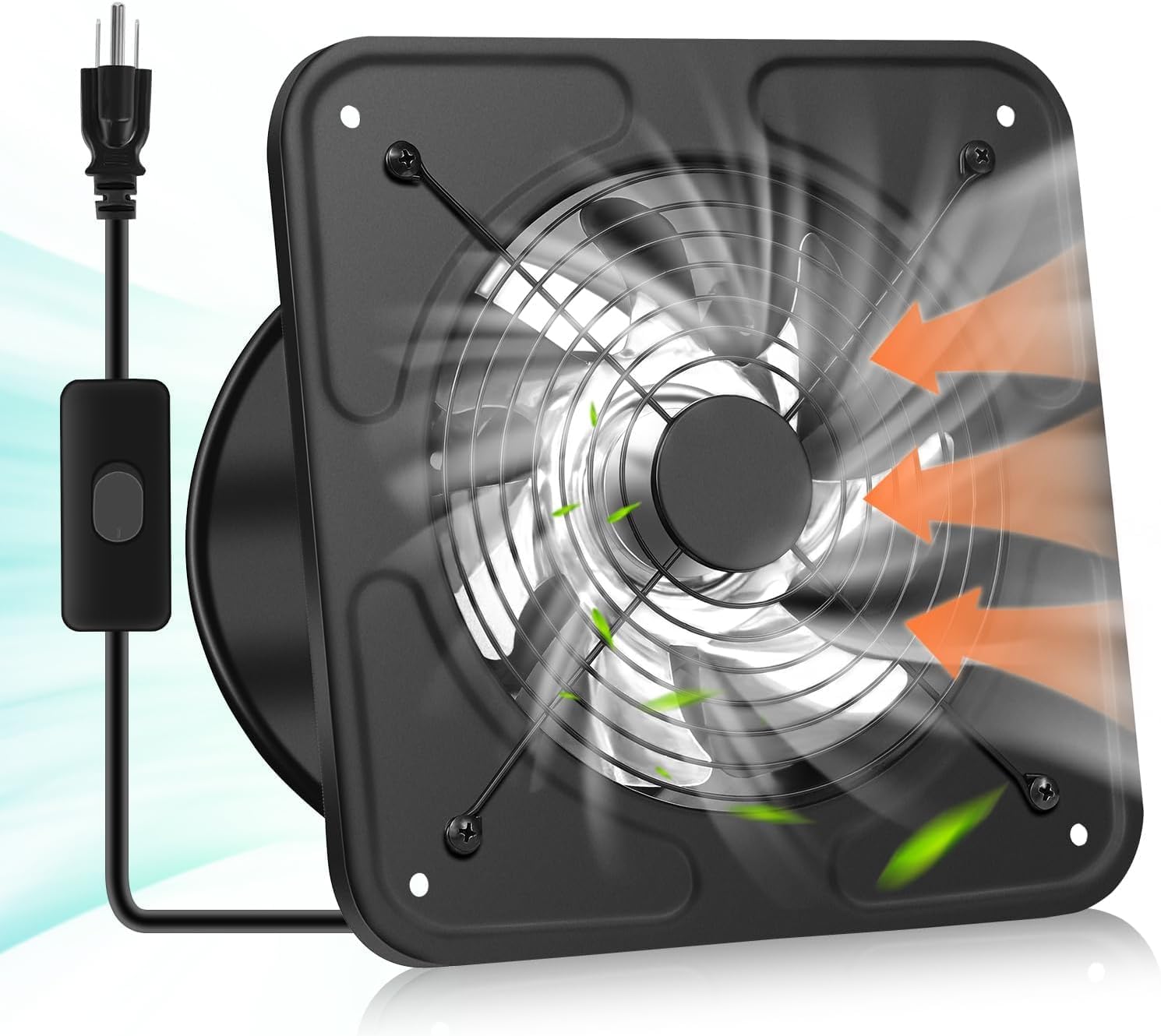 YOZON 10-Inch Kitchen Exhaust Fan with Switch, 727CFM Garage Exhaust Fan, Wall Mounted Vent Fan, Ventilation Fan with Backdraft Damper for Attic, Workshop, Window, Smoking Room