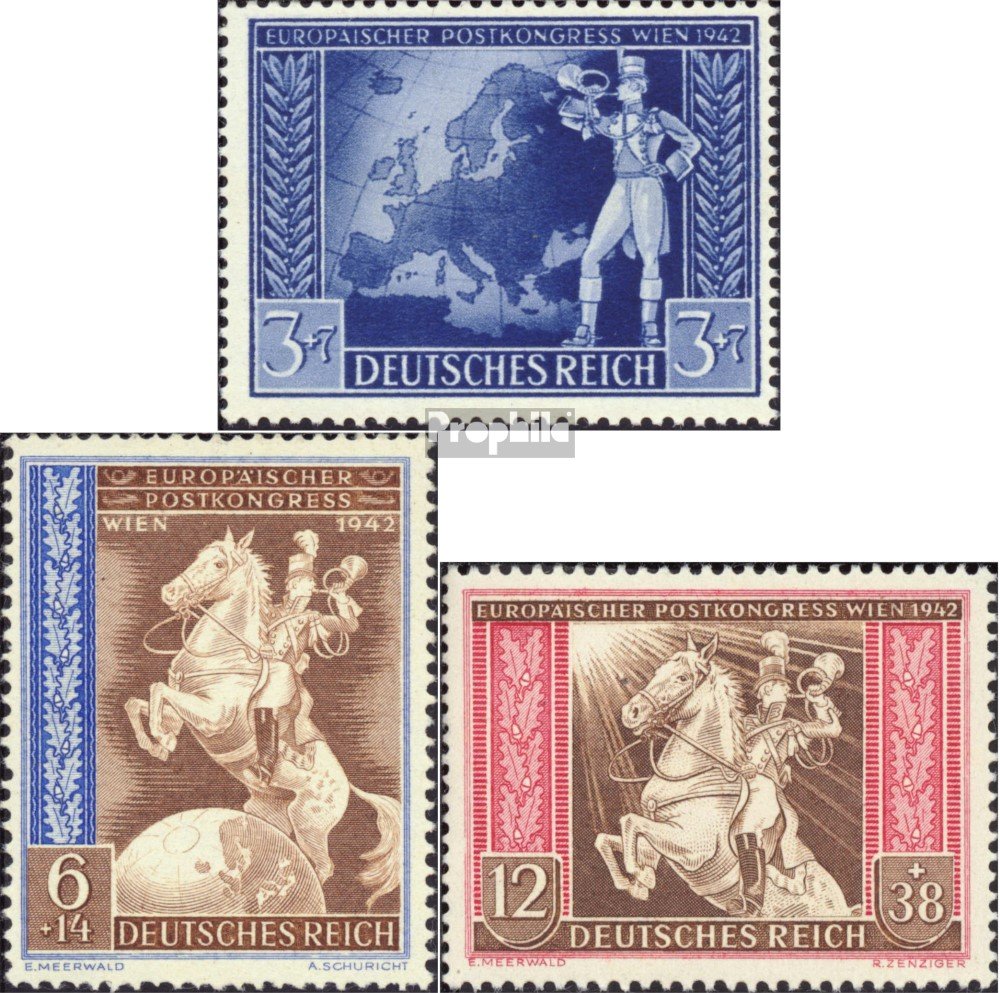 Prophila Collection German Empire 820-822 (complete.issue.) with hinge 1942 Postal Congress Vienna (Stamps for collectors) Horses/zebras