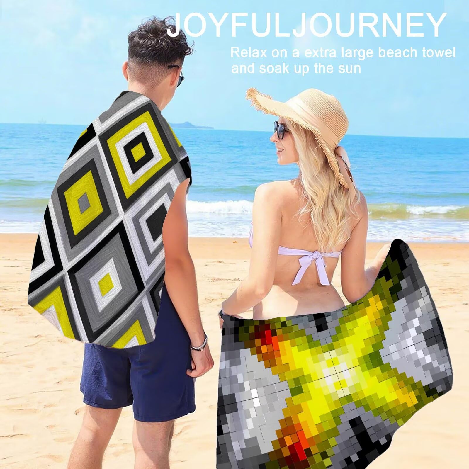 Mikrofaser Strandtuch 100x200cm, Geometrie Strandtuch Grau Saunahandtuc 2 Stück Stranddecke Sandfrei, Schnell Trocknendes, Saugfahiges Strandmatte, Sporthandtuch für Urlaub Schwimmen Camping OC-981