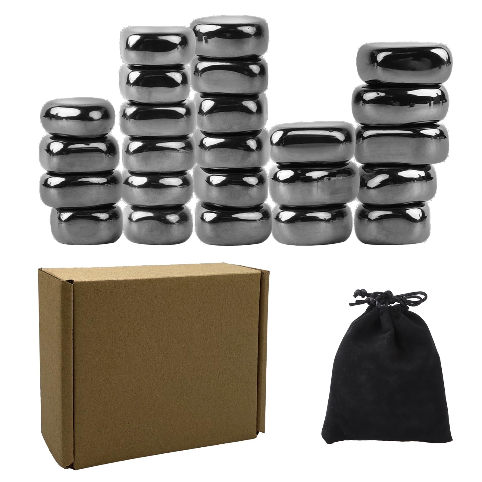 Luckynono 24 Piece Colorful Hematite Magnetic Stones Set, Anti-Anxiety Fidget Game, Stress Relief Magnetic Toy, Travel-Friendly
