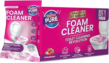 Pristino Pure Foam Cleaner | Self-Activating Foam Cleaner | Toilet foam cleaner | Removes Tough Stains & Inside Pipe Bend | Strawberry (Pack of 8)