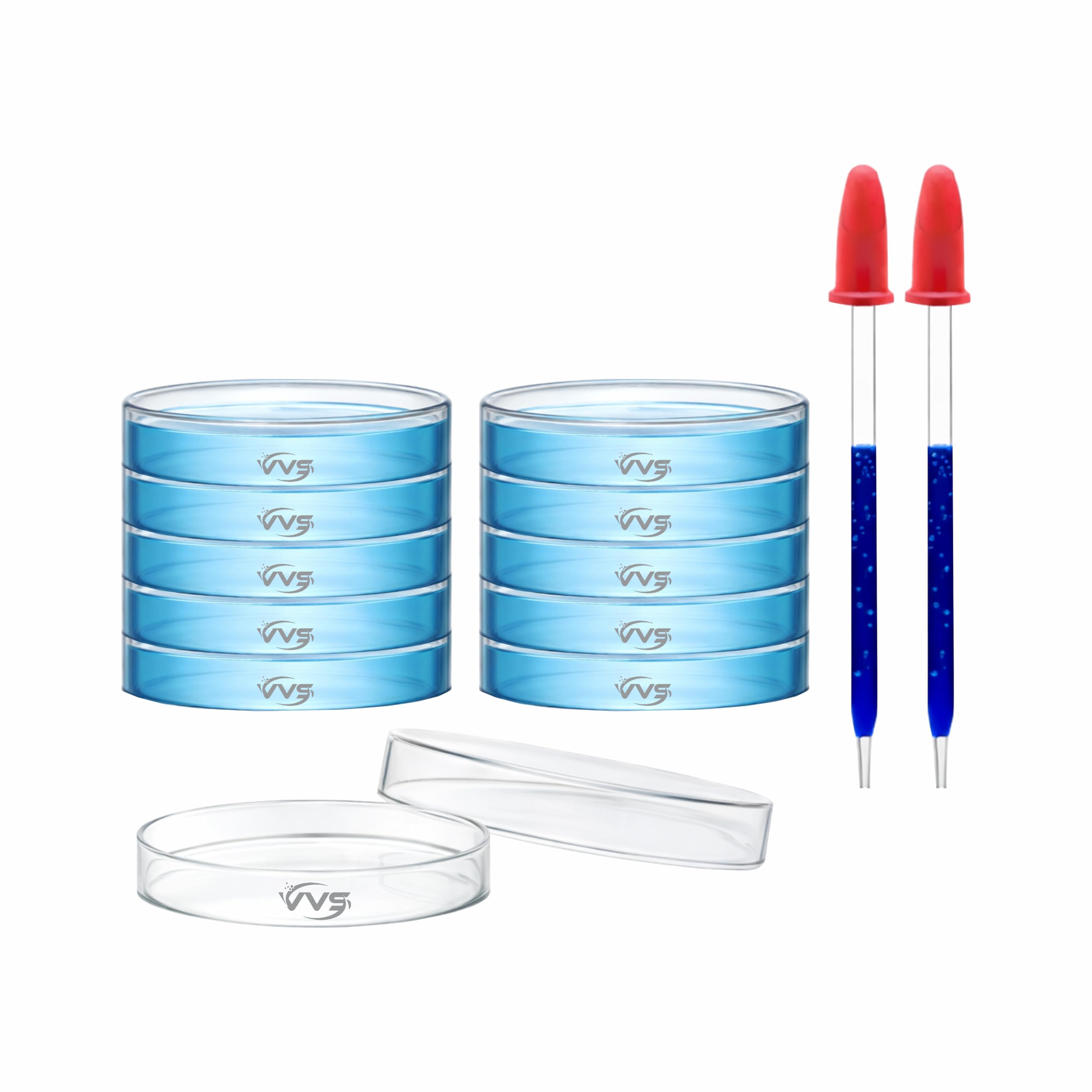 VVS Borosilicate Glass Petri Dish with Lid–50mm 2 Inch 10 Pcs, 4 Inch Glass Dropper 2Pcs. Set Of 12 Lab Grade, Reusable Ideal for Laboratory School College Biology, Chemistry, Science Experiments-image-16