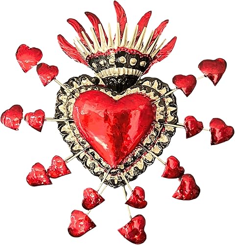 Miniatura 1 de Milagro - Corazón de lata en relieve - Decoración de pared de arte popular mexicano - Hecho a mano en México - Dije de Milagros - Adorno de corazón