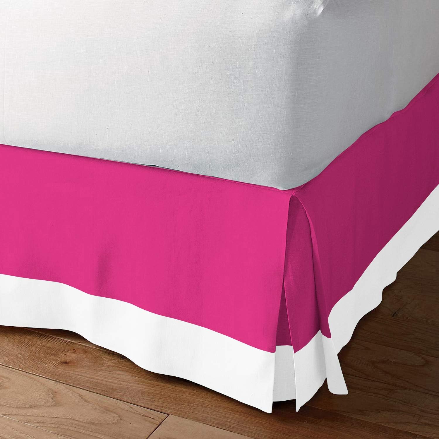 Two Tone 100% Egyptian Cotton (White/Baby Pink - TwinXL) Bed Skirt 21" Drop Length