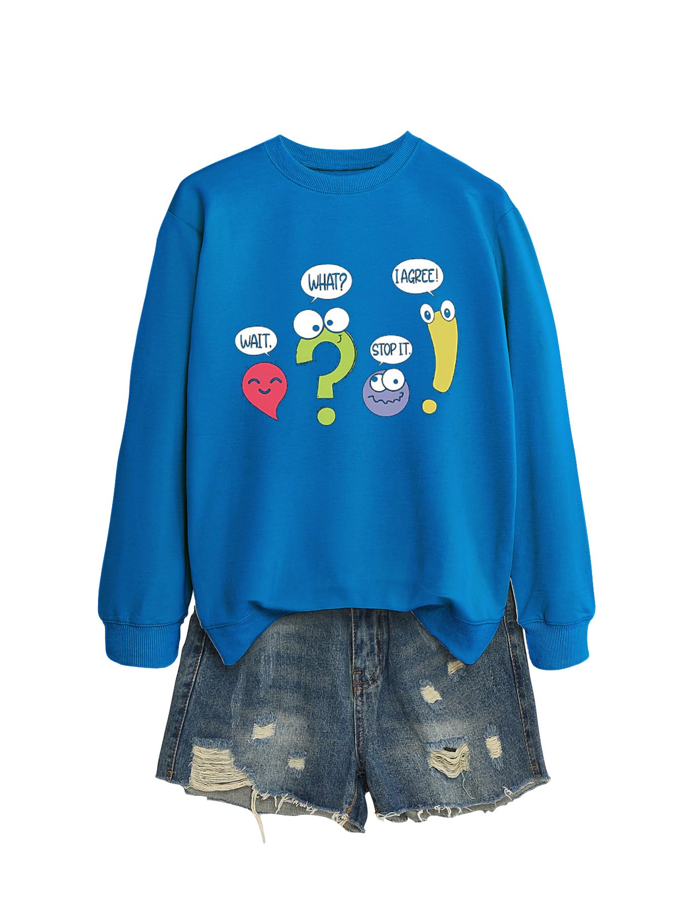 Quzawgohe Wait What Stop It I Agree, Funny English Teacher Sweatshirt Women Casual Letter Graphic Long Sleeve Pullovers Top