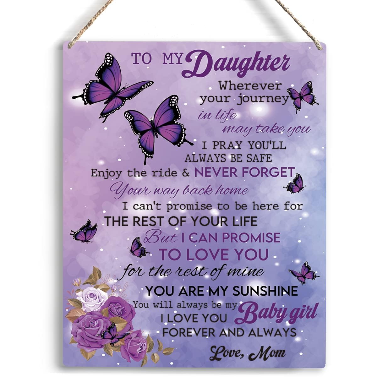 Mandala Soul Inspirational Daughter Gift from Mom To My Daughter Wooden Hanging Sign Daughter Gifts Christmas Birthday Anniversary Wedding Gifts for Daughter Teenage Girls Female Room Decorations 8 x 10 Inches-image-7