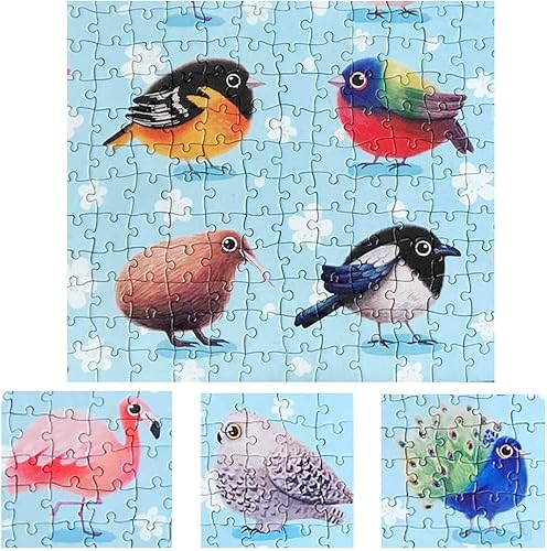 Miniatura 3 de Rompecabezas de pájaros de 300 piezas para niños y adultos, piezas grandes, lindo gordito búho de nieve, pingüino, pavo real, rompecabezas para