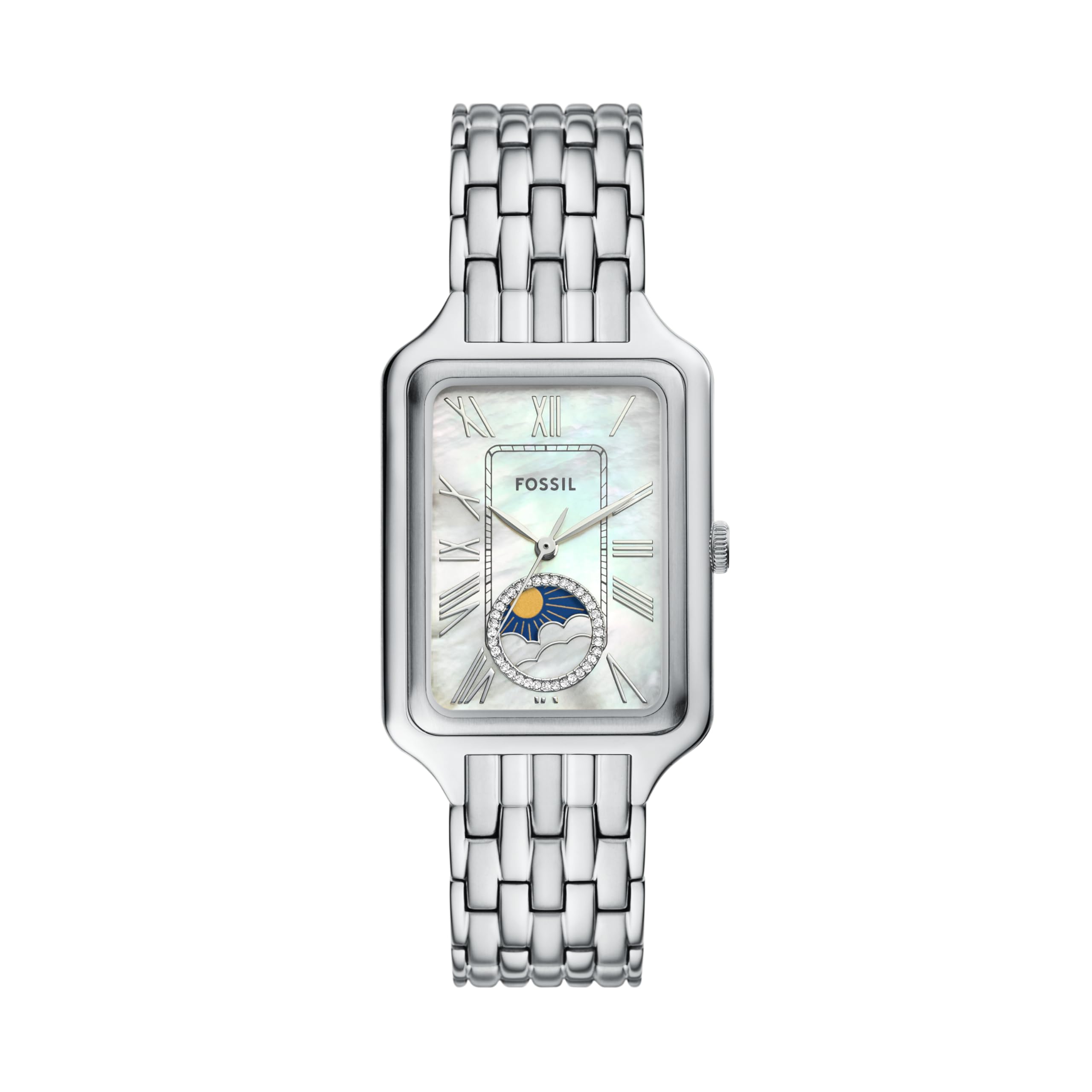 Womens Raquel Silver Quartz Stainless Steel White Dial Analog Watch ES5400-image-9