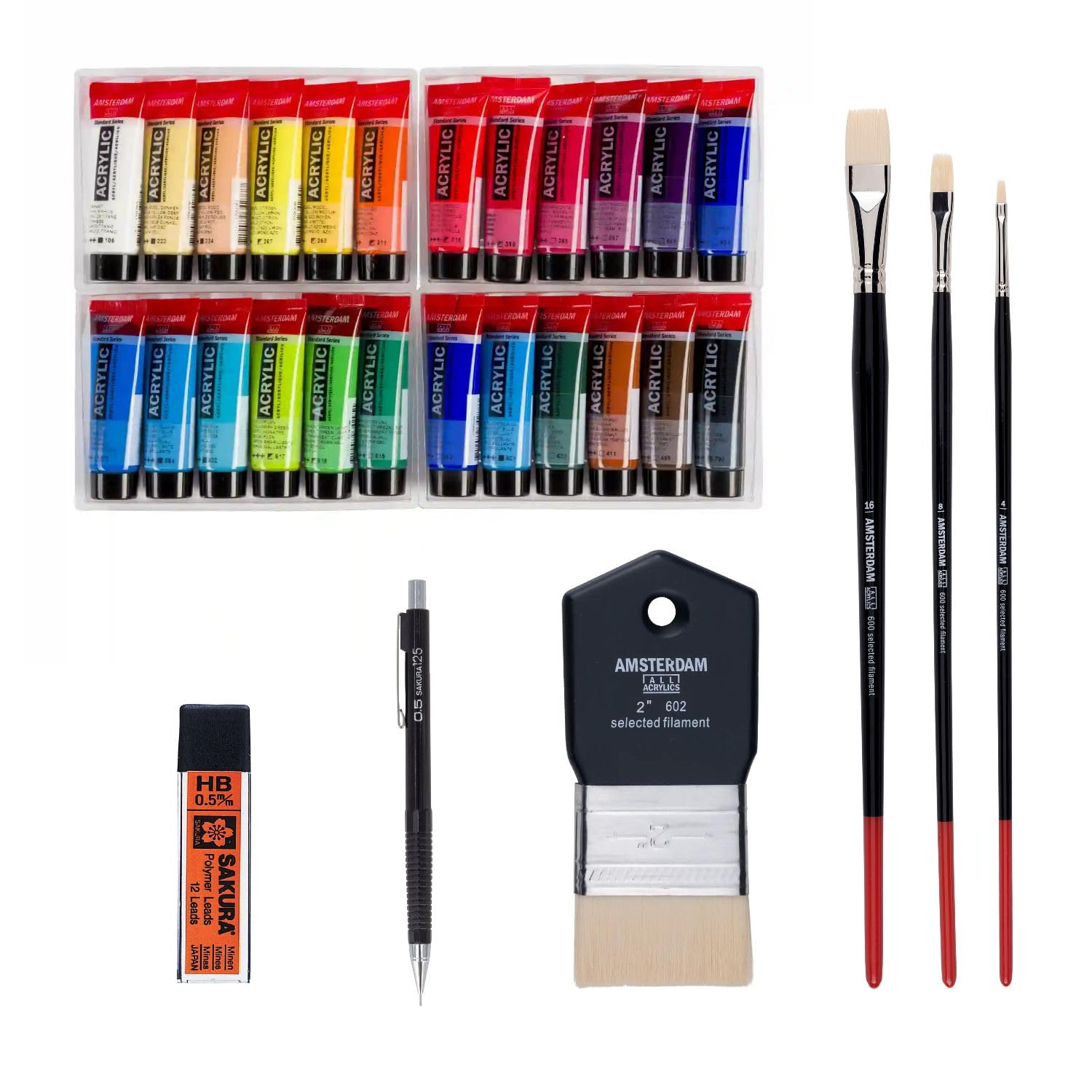 Acrylfarben Set Premium Amsterdam 24 x 20 ml inkl Zubehör