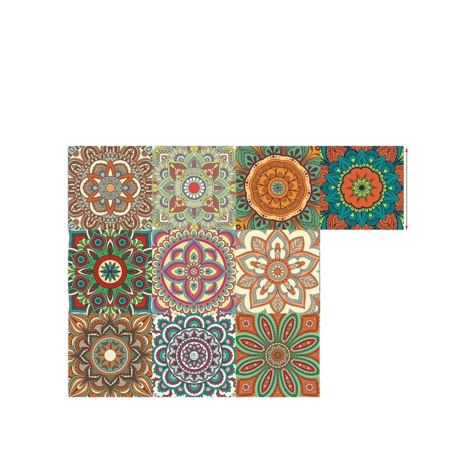Wall Tile Sticker Tile Stickers 10pcs Retro Ceramic Self-Adhesive Wall Stickers Waterproof Removable for Home Decor(20x20cm)